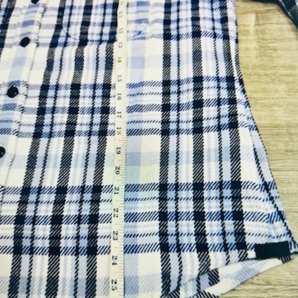 Outerknown Blanket Shirt Womens XS/S Bright Blue Ventana Plaid Heavy Cotton - Picture 3 of 4